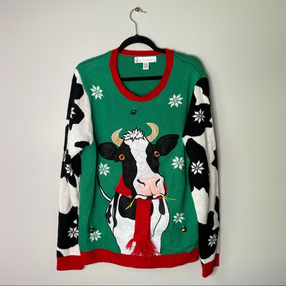 Ugly Christmas Sweater Sweaters - Ugly Christmas Sweater - COW / chick-fil-a Sz XL